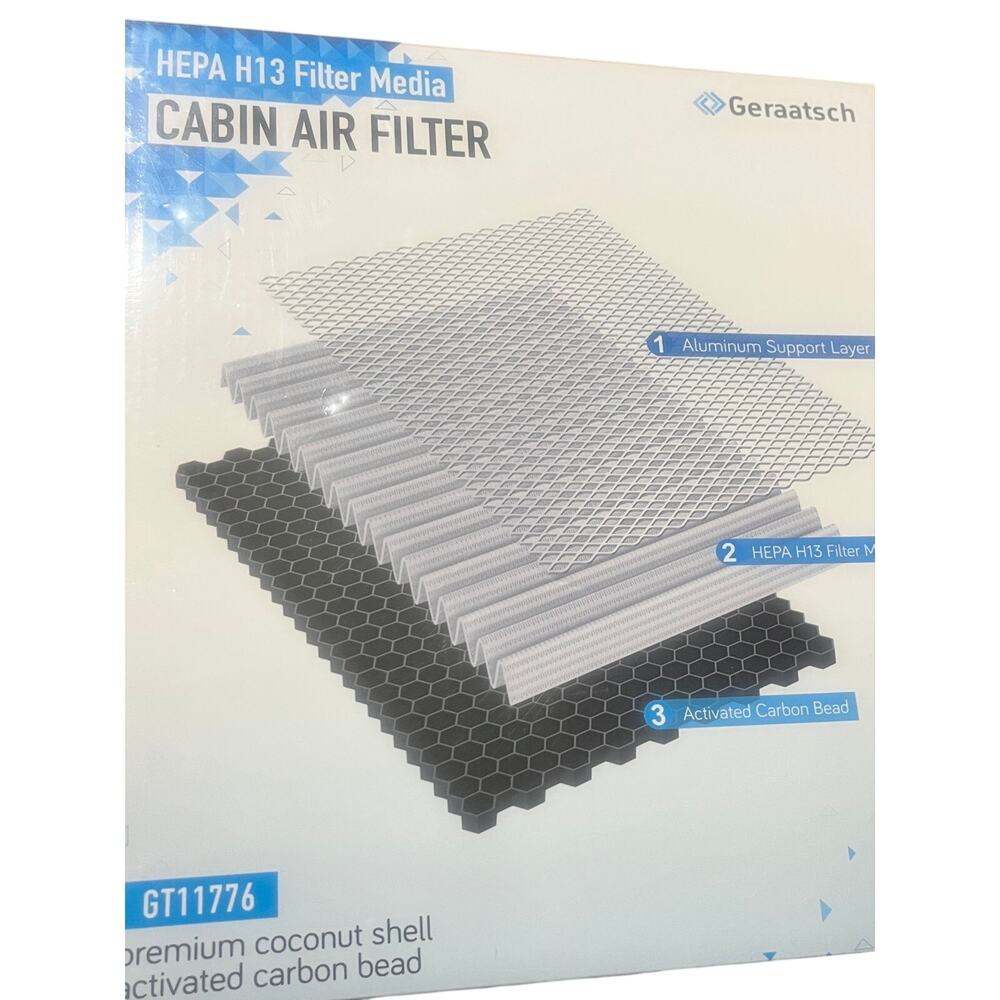Geraascht HEPA H13 Cabin Air Filter Activated Carbon/Coconut 99.95 Filtered